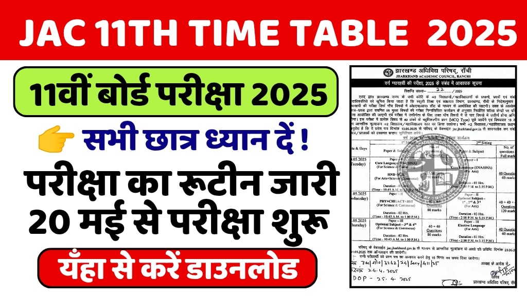JAC 11th Time Table 2025